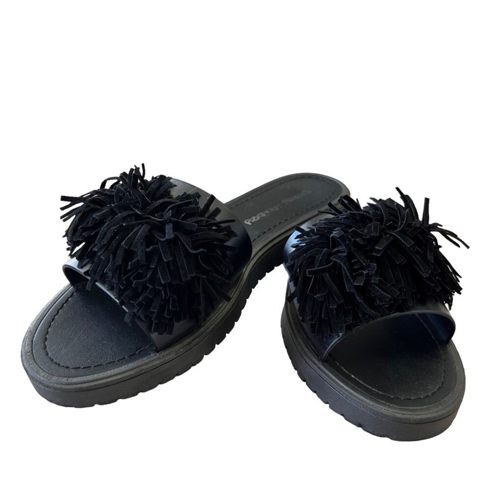 Dirty Laundry *MISMATCHED PAIR*Left 7 Right 8 Black Sandals slide on pompom top - Picture 9 of 16